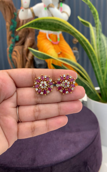 Beautiful pink stone studs with screw back