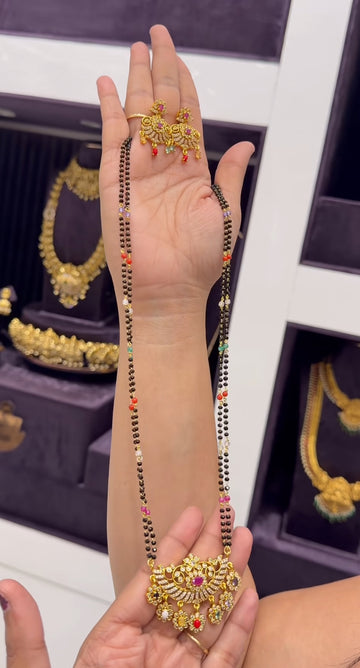 Beautiful customised navarathana style long blackbeads