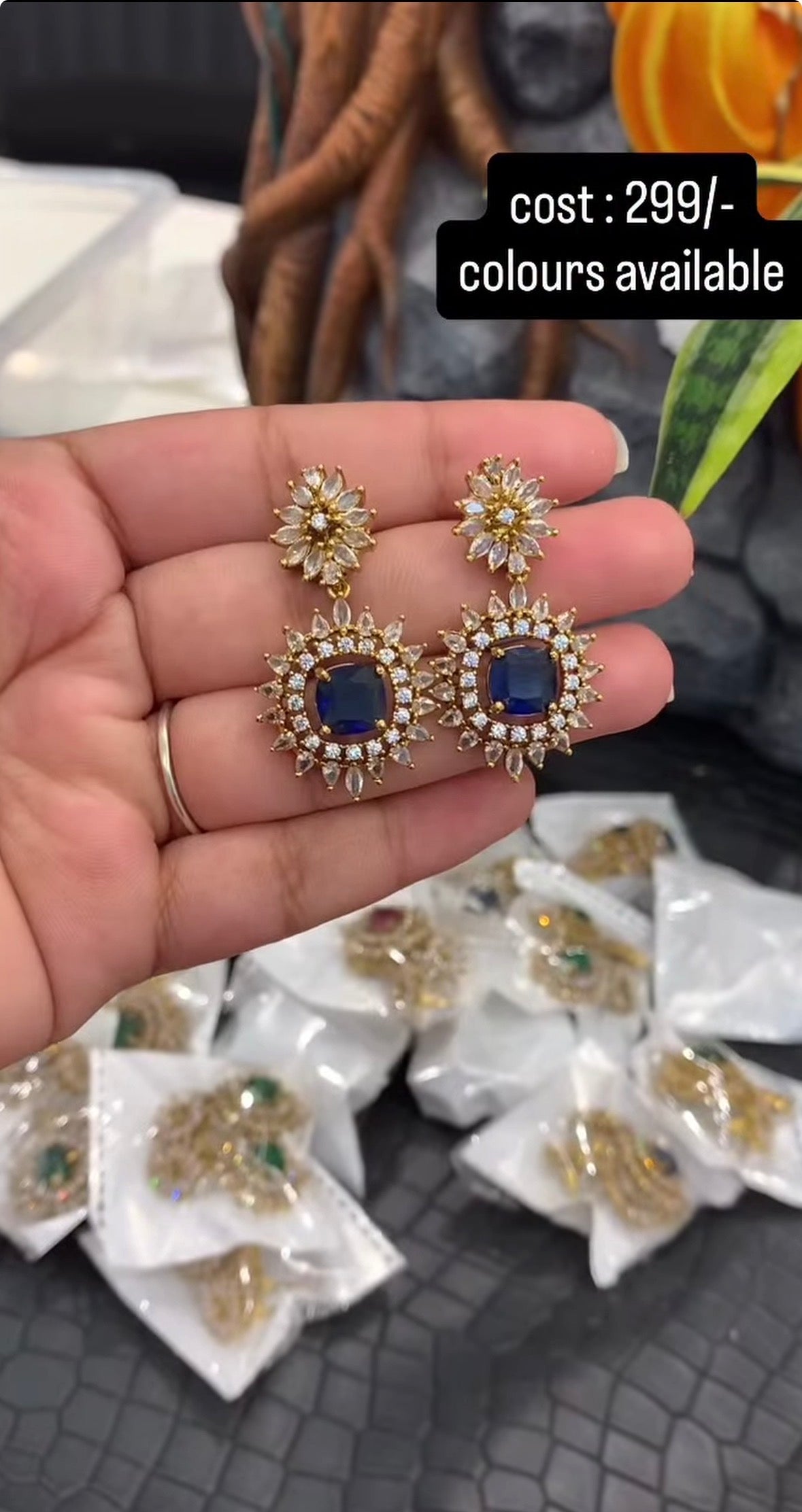 Beautiful Navy Blue stone Earrings