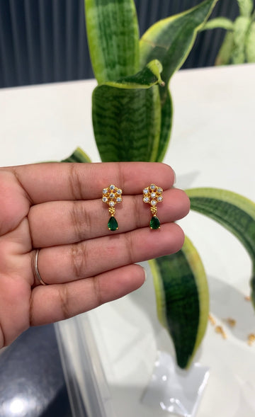 Beautiful cute green studs with pushback