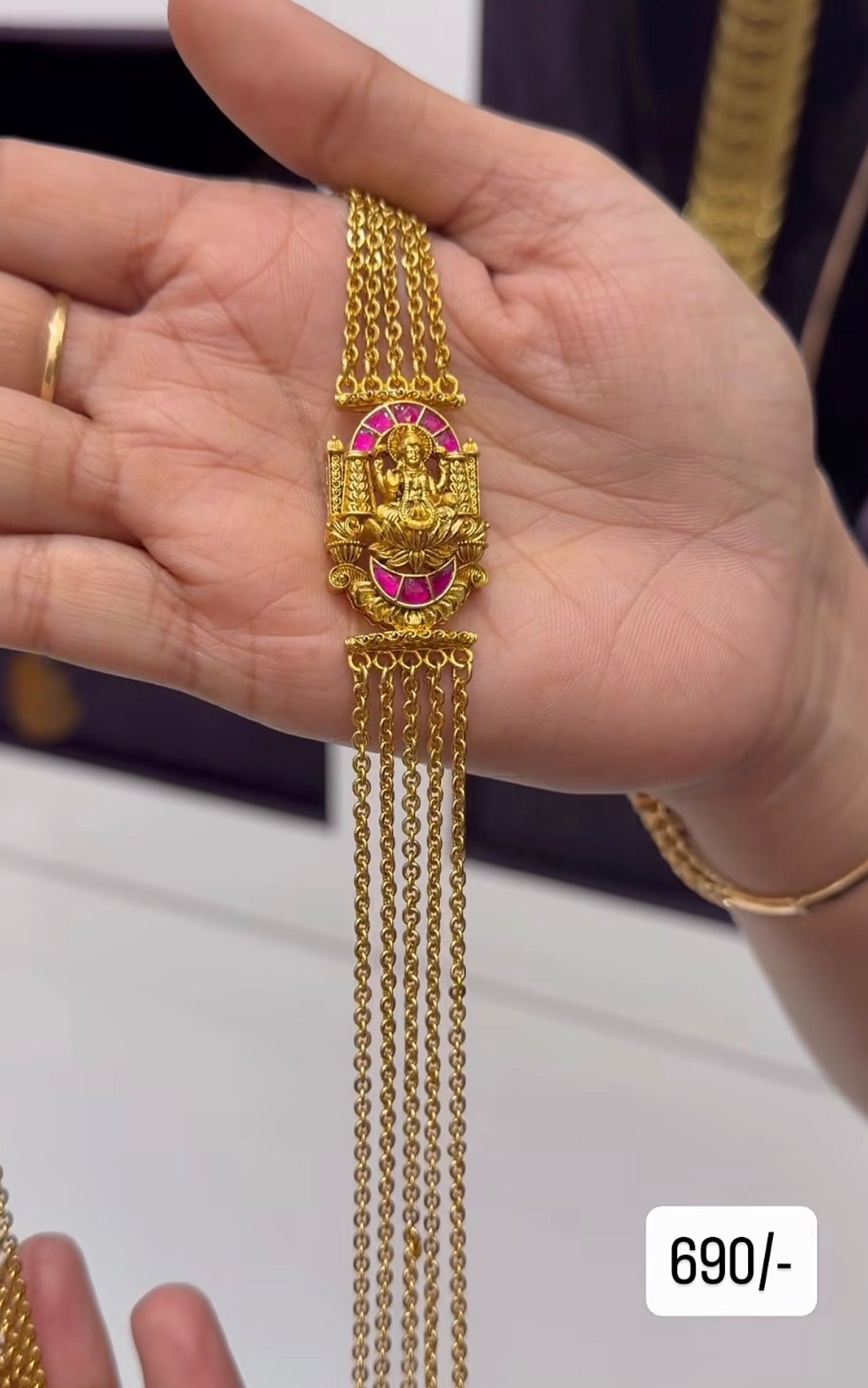Beautiful Lakshmi Devi side Locket with Chandraharam Chains