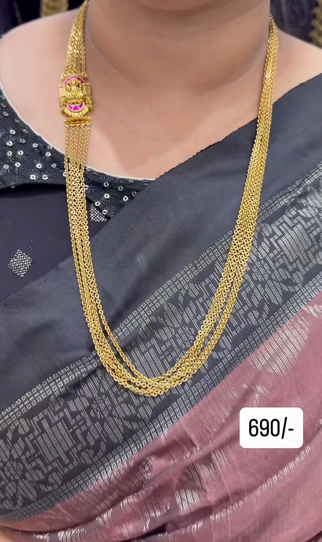 Beautiful Lakshmi Devi side Locket with Chandraharam Chains