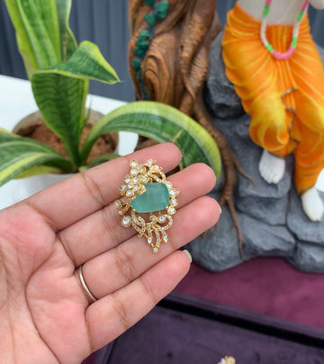 Beautiful Mint Green Stone Locket with Back Hook
