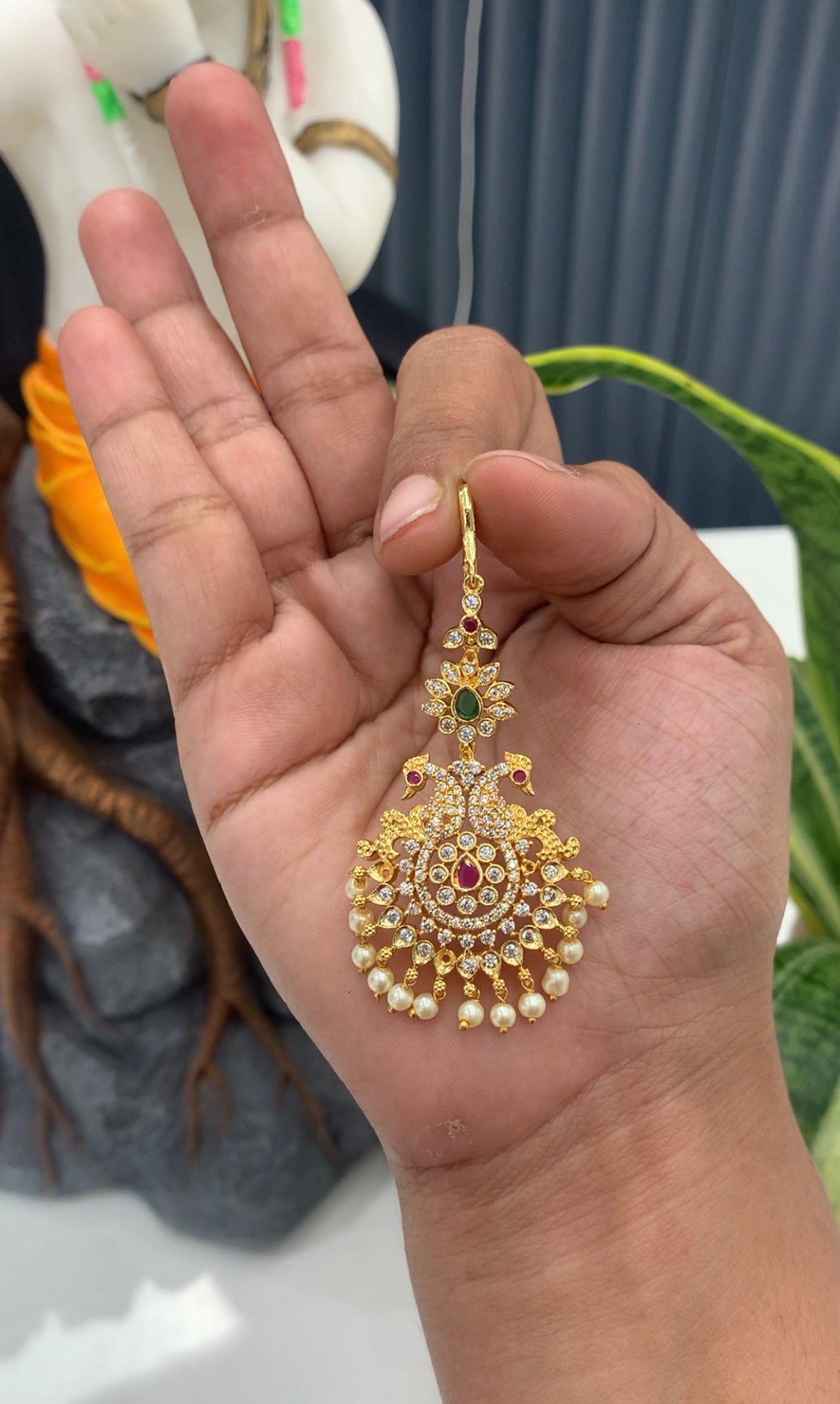Beautiful Cz stone Gold polish tikka