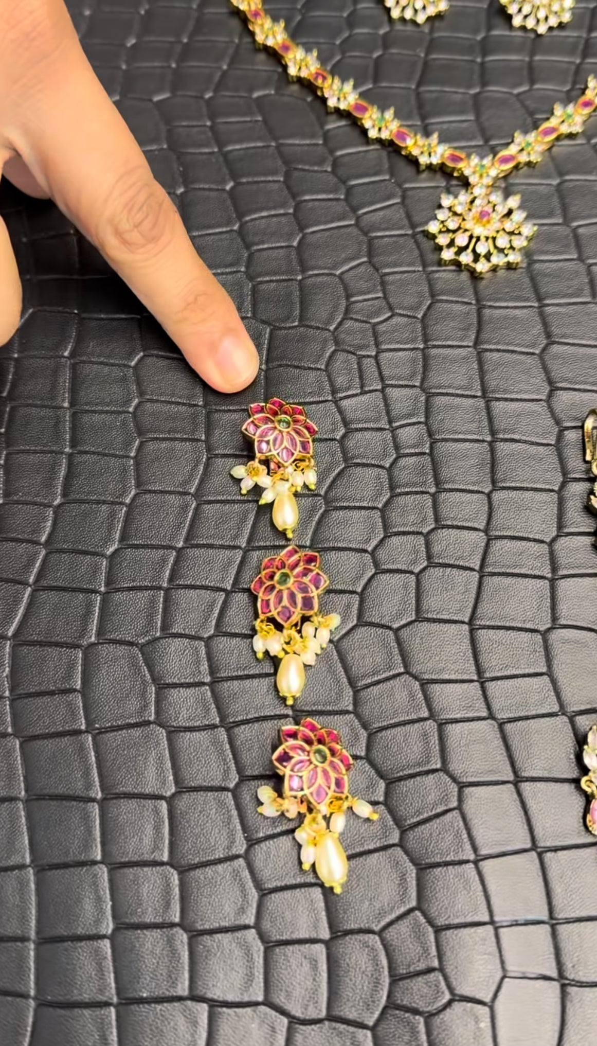 Beautiful pink combo set (offer price mentioned)(simple set +bracelet+tikka+earrings +kada+hairpins+bangles+black beads+simple neckset )