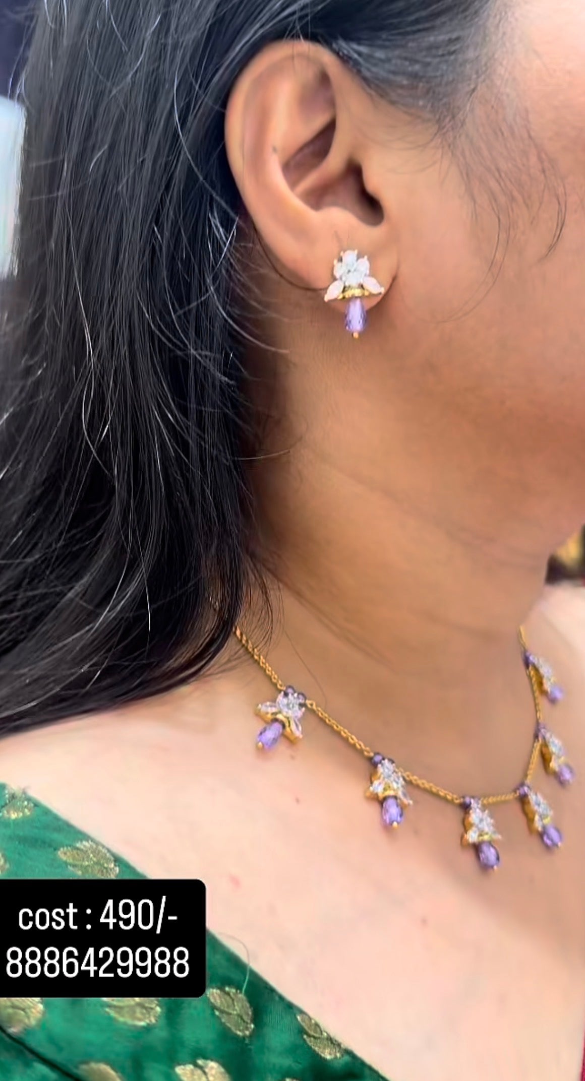 Beautiful customised chandraharam set with earrings