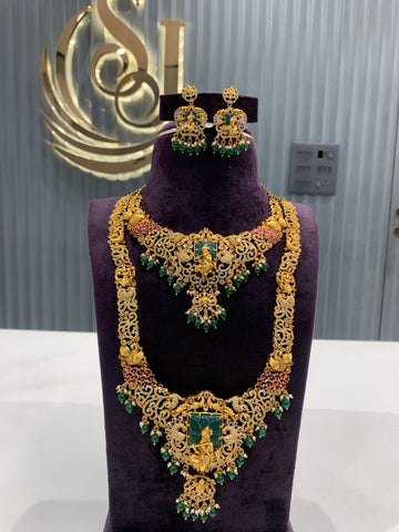 Beautiful combo set (long haram +short necklace + 1 set earrings )