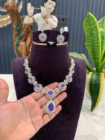 Beautiful purple stone GJ necklace
