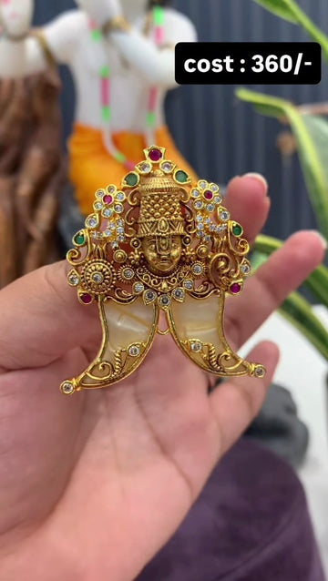 Beautiful Lord Balaji with tiger nail with back hook pendent
