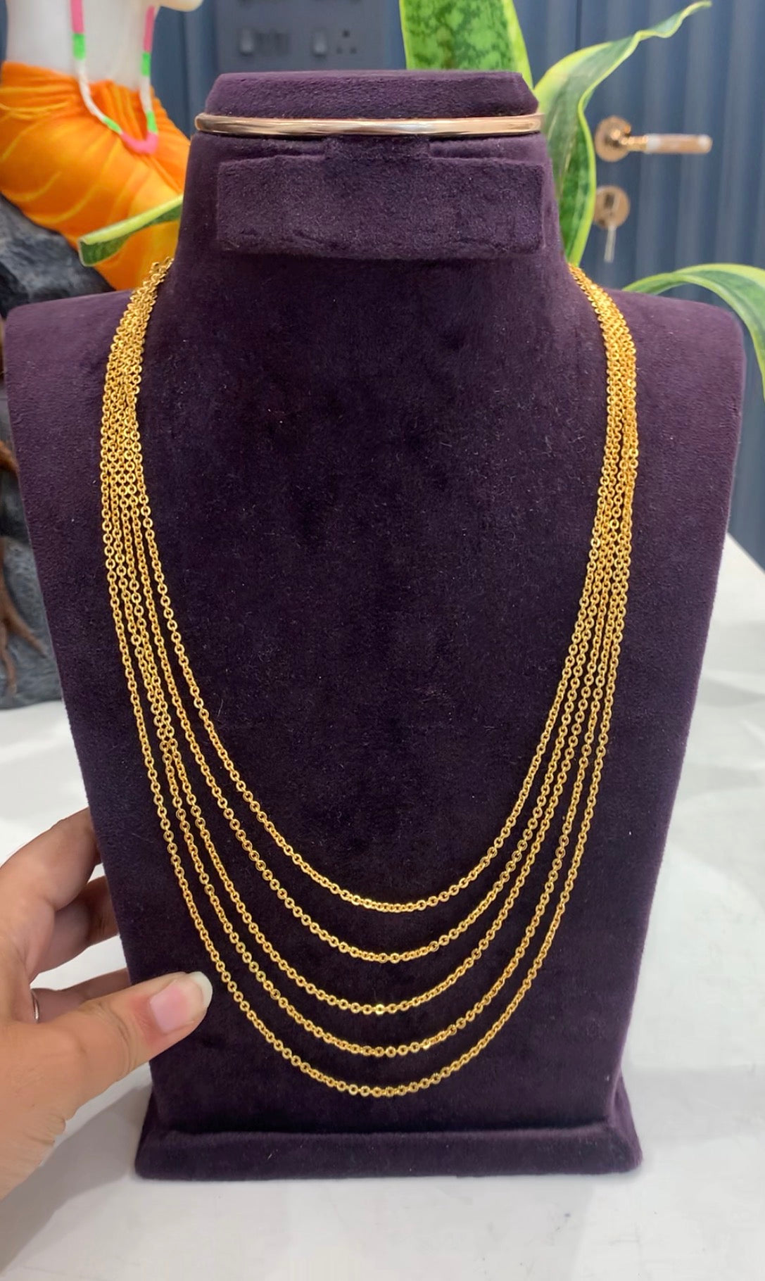 Beautiful Customised 5 line Chandraharam Chain With Side Locket 24-26 inches