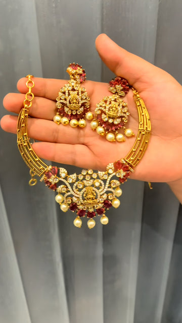 Beautiful kids red stone kanti necklace