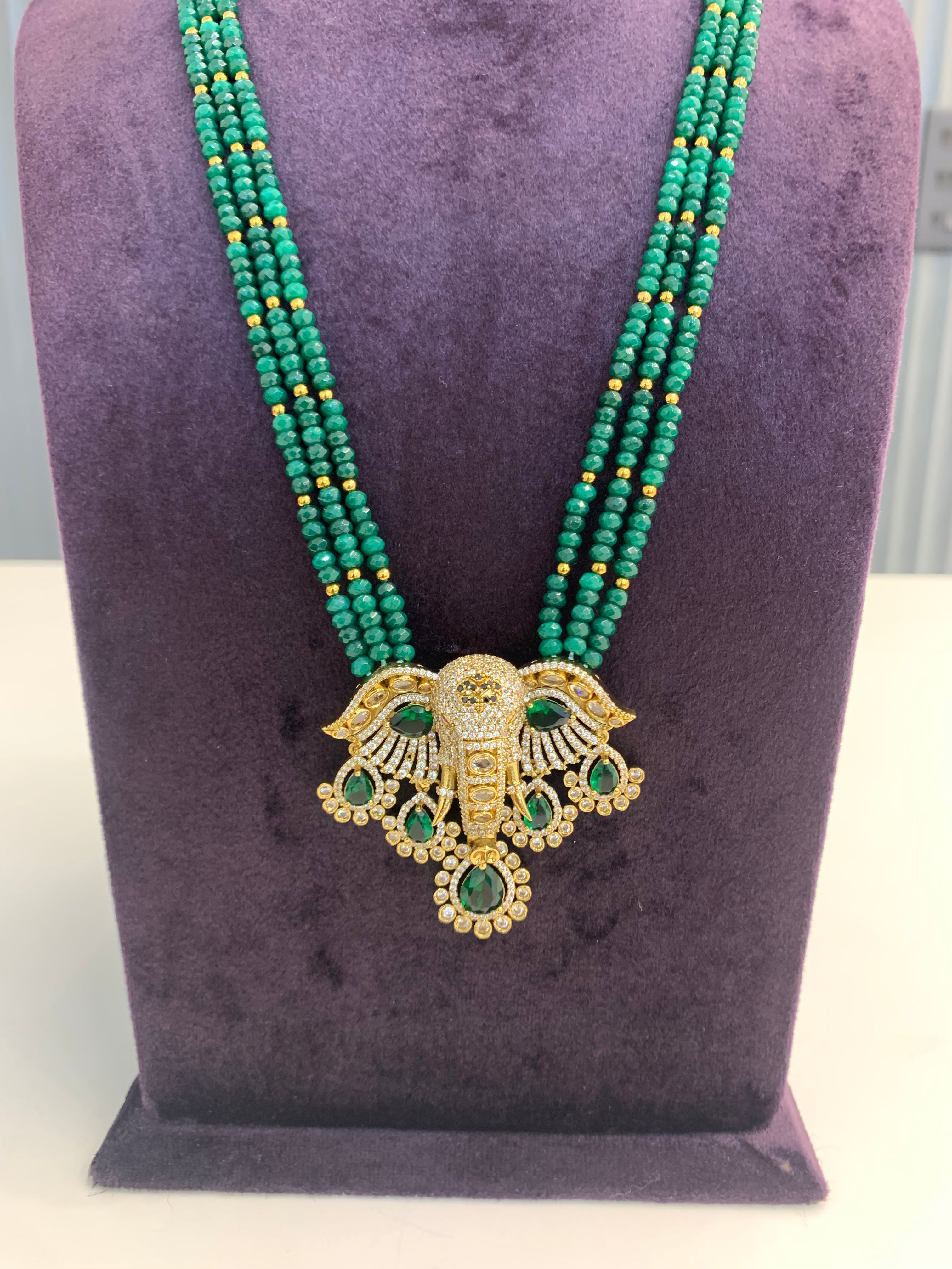 Elephant Locket with Green Danda
