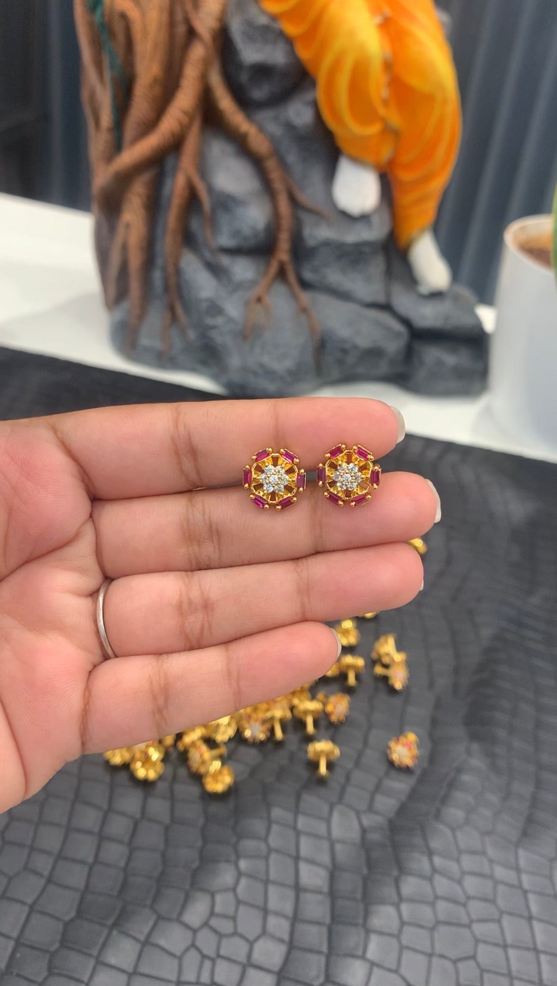 Beautiful screwback ruby studs