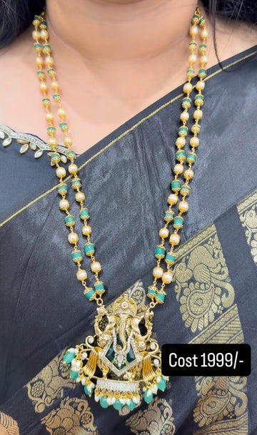 Beautiful ganesh pendant beads set  24inchs