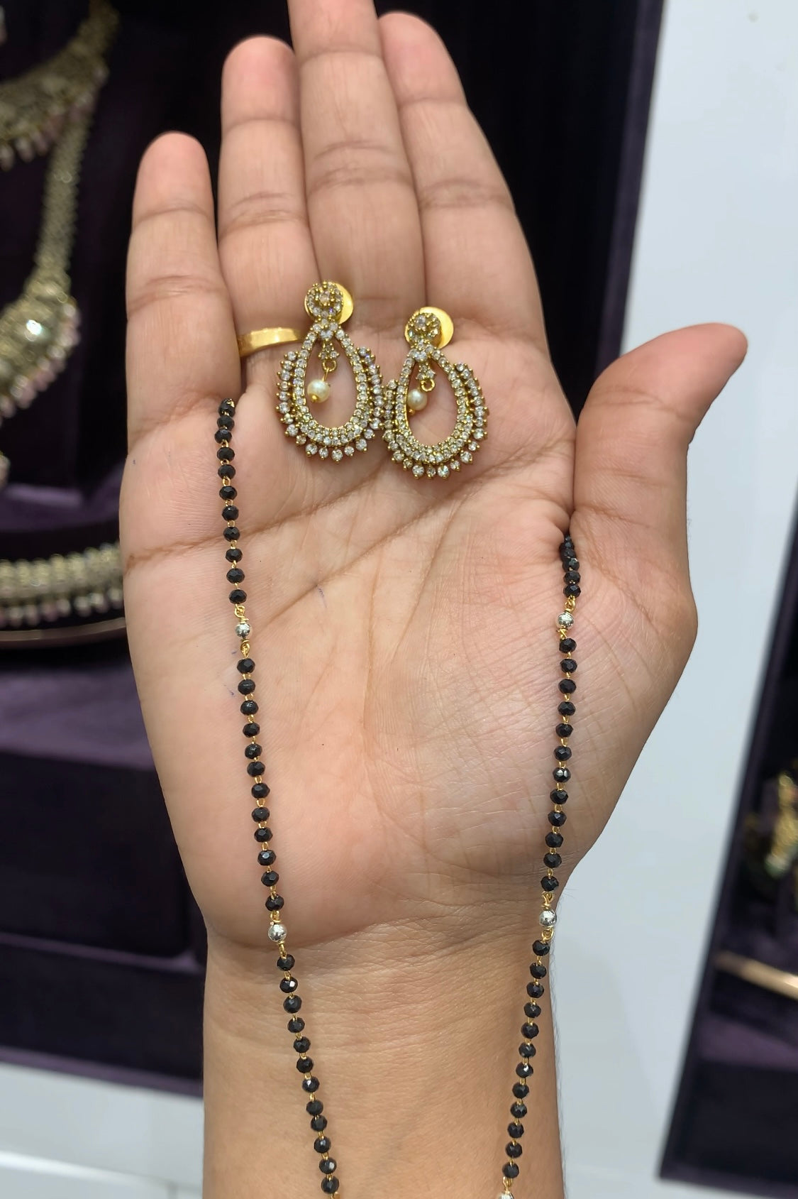 Beautiful locket set with Black beads