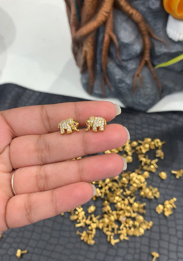 Beautiful cute screw back elephant studs(white stone)