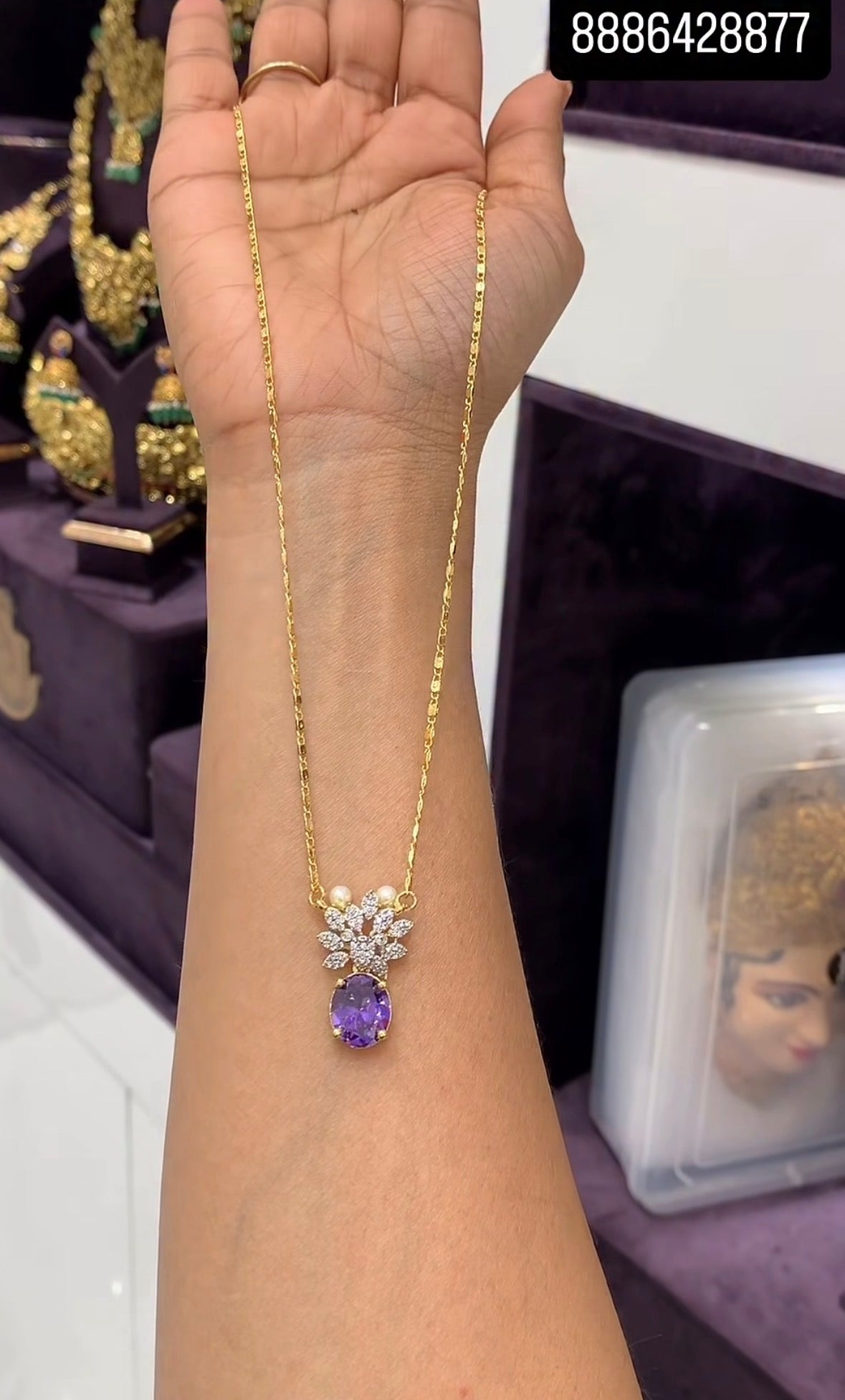 Beautiful diamond replica locket with customised chain 18 inchs