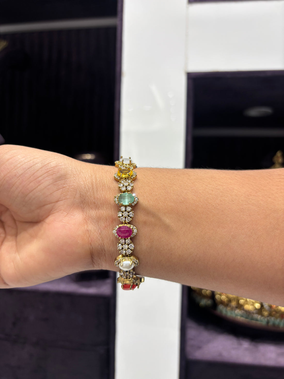 Navarathna Stone Bracelet (free size)