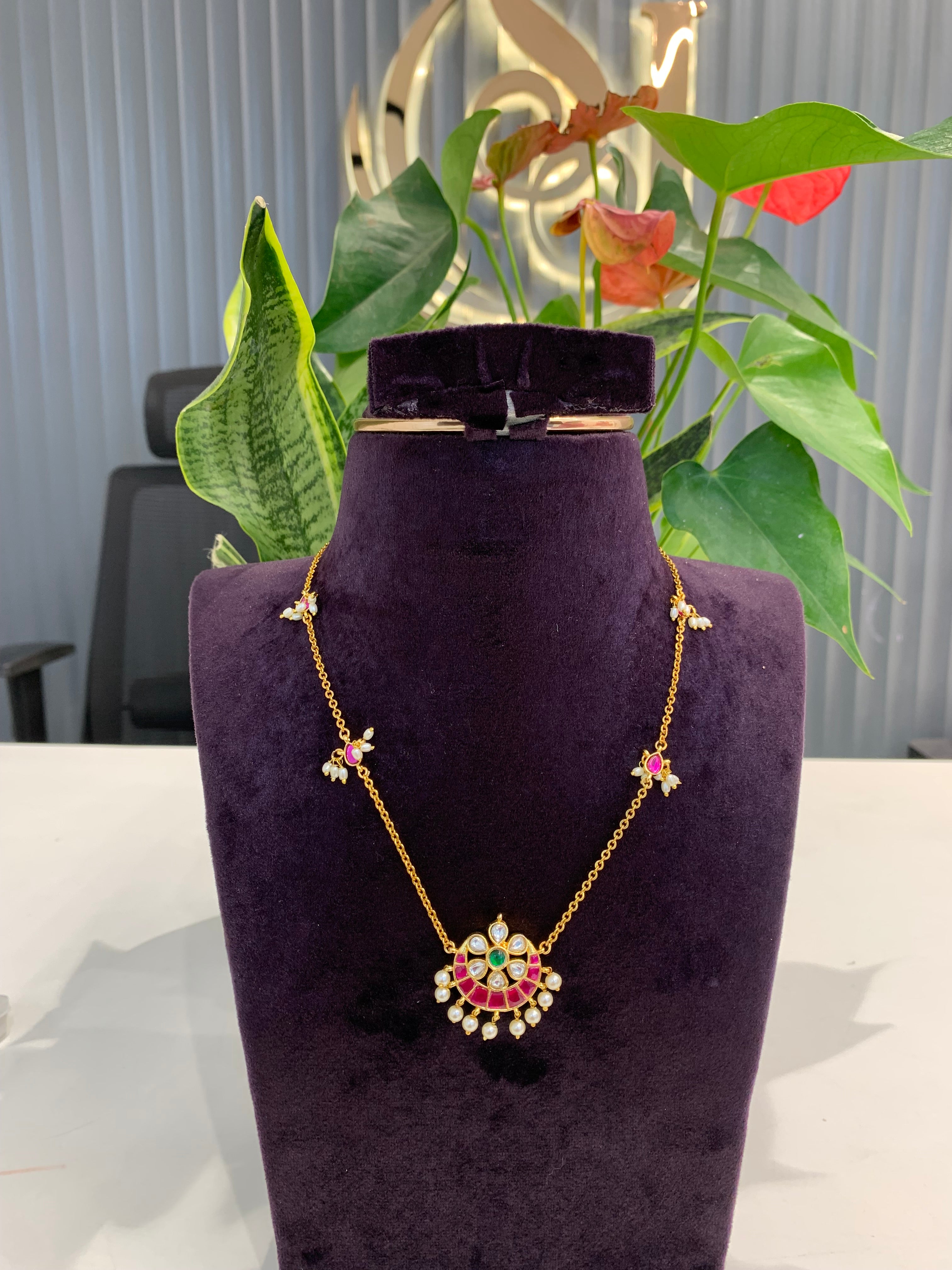Beautiful customised chandraharam set