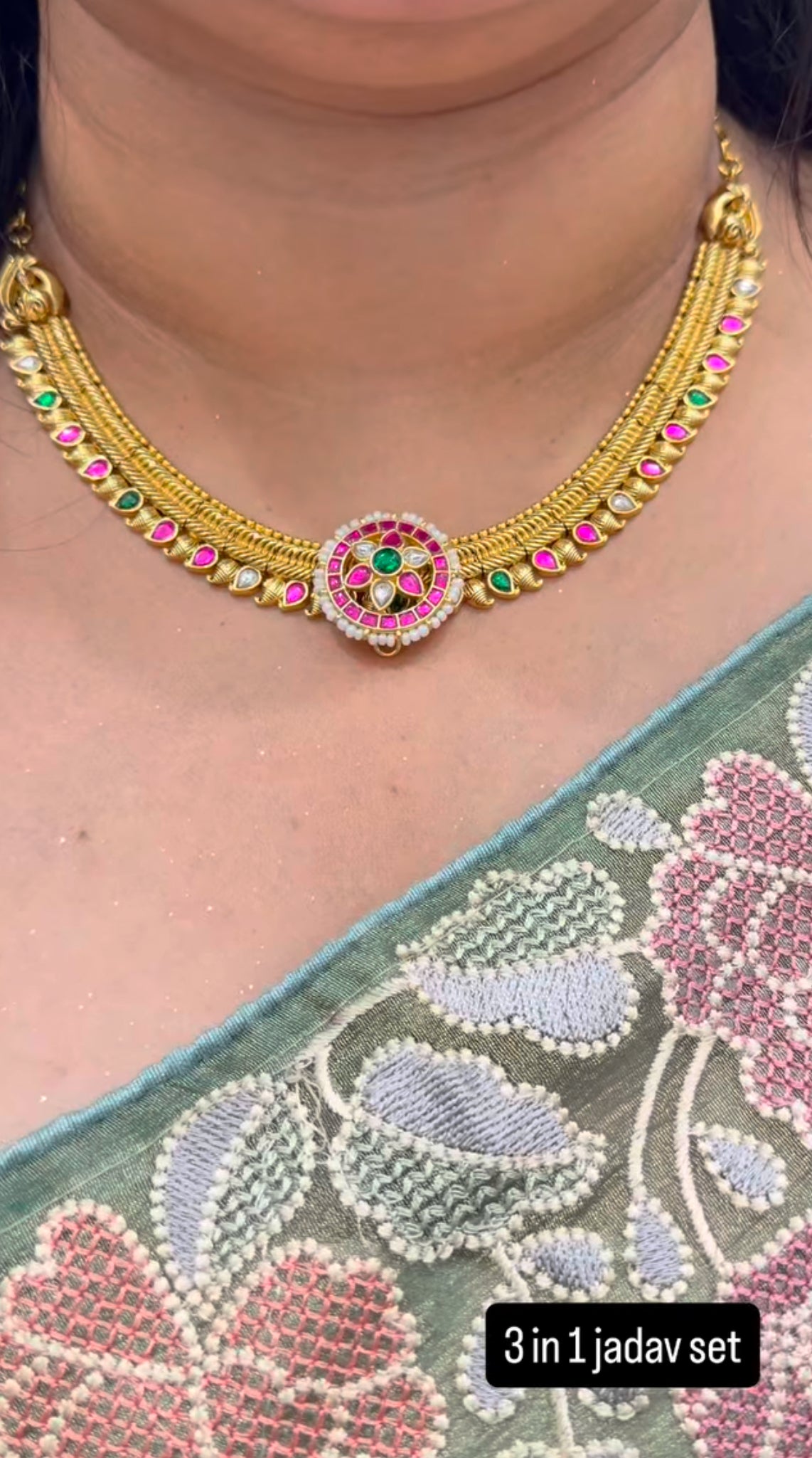 Beautiful 3 in 1 jadav necklace