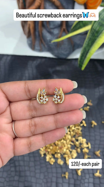 Beautiful diamond replica studs screwback