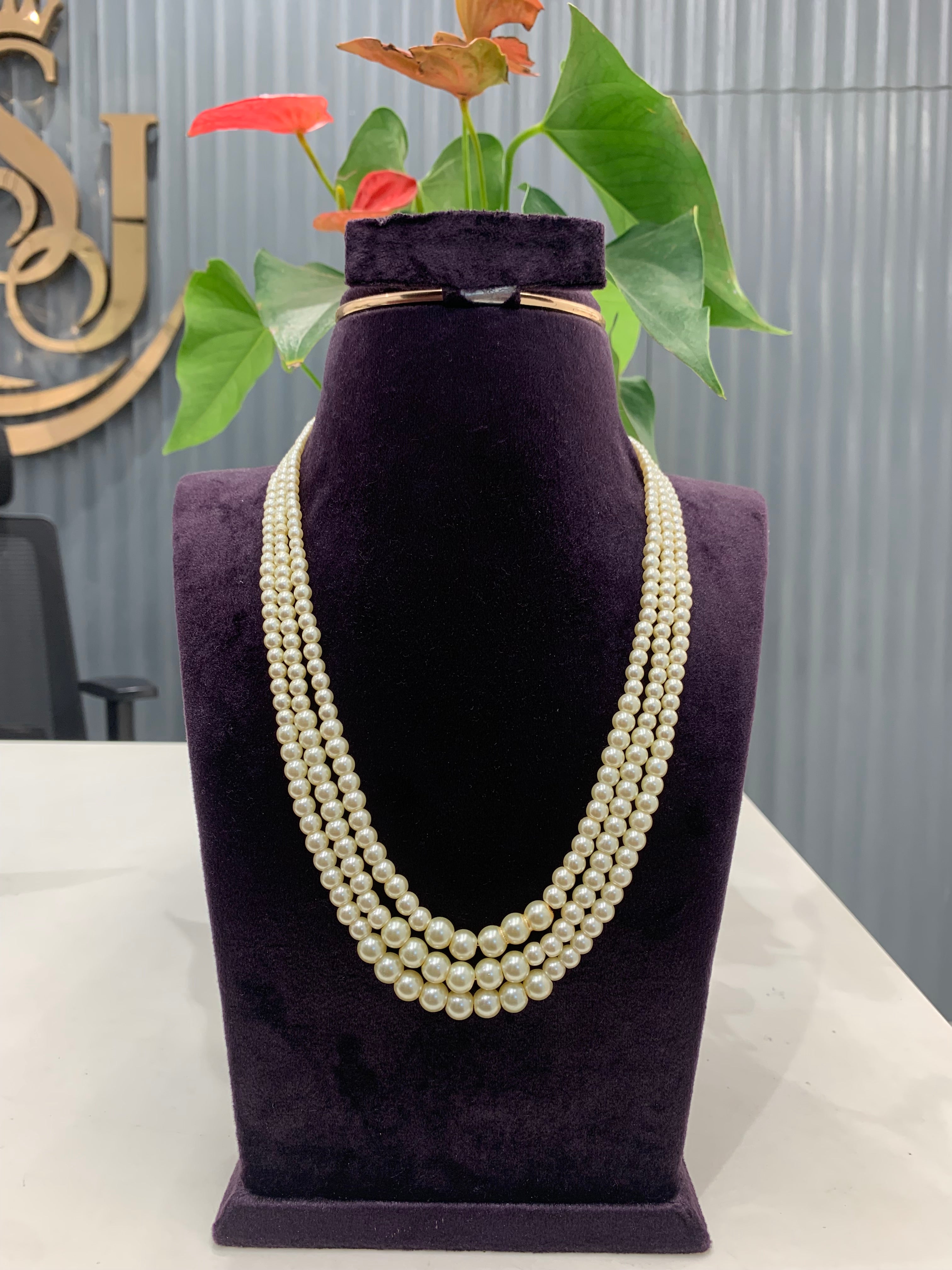 Beautiful 3 layer White Pearl Beads set