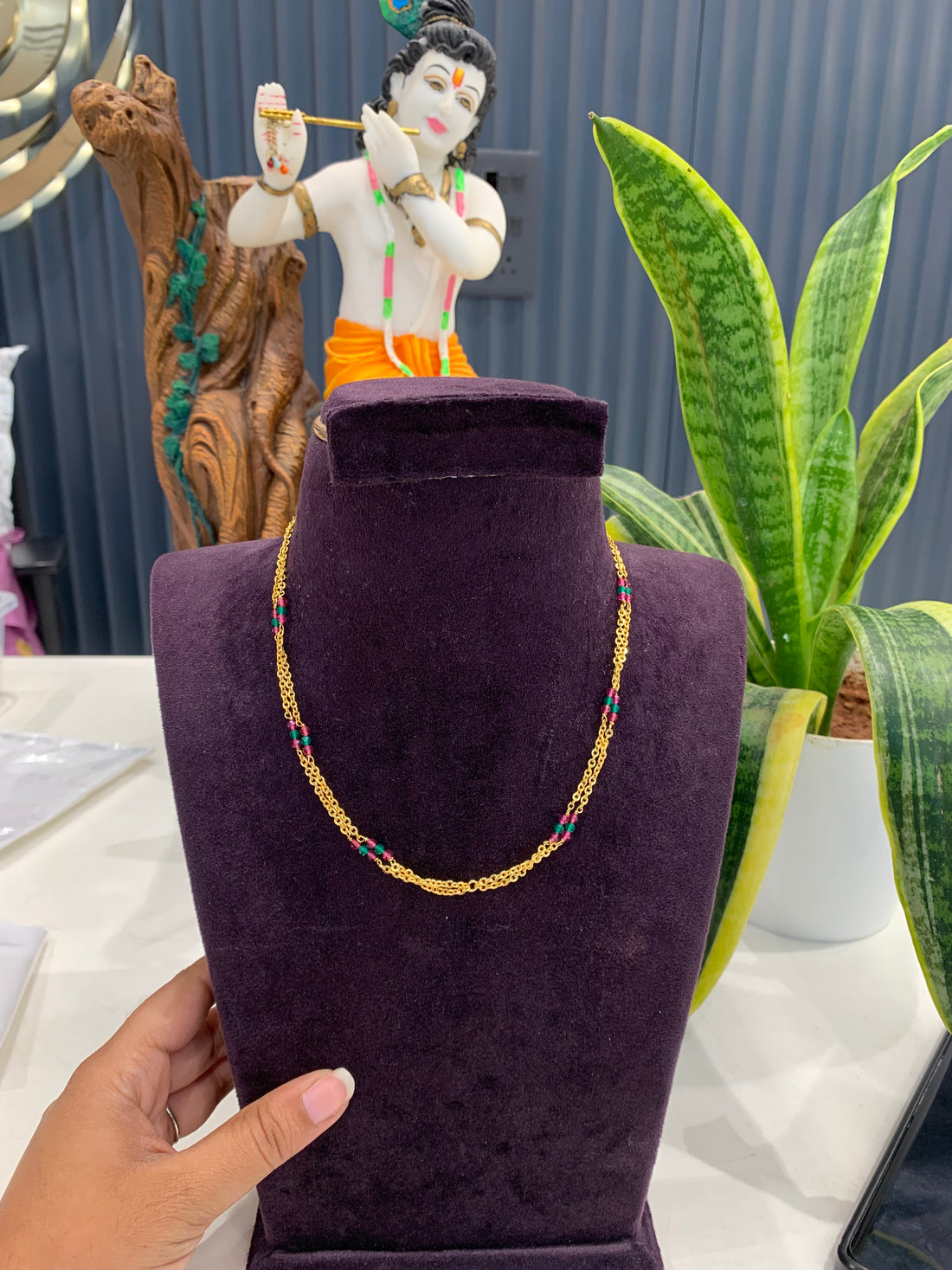 Beautiful customised 2 line chandraharam chain 18 inchs