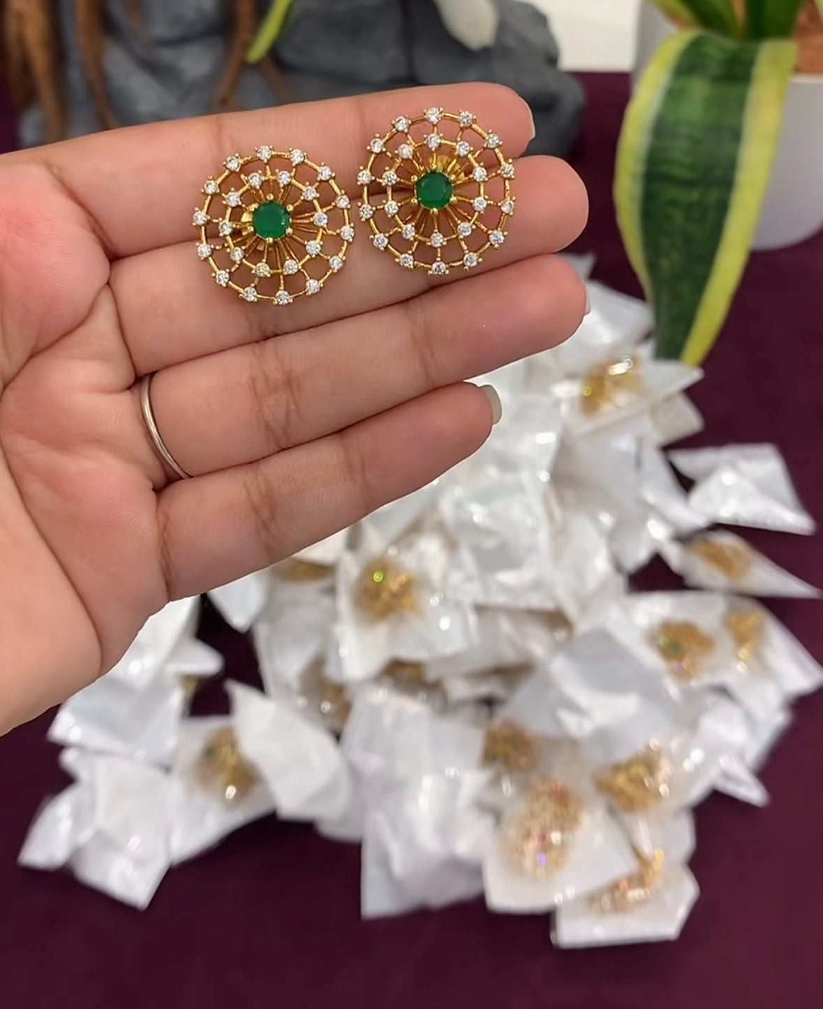 Beautiful green stone studs