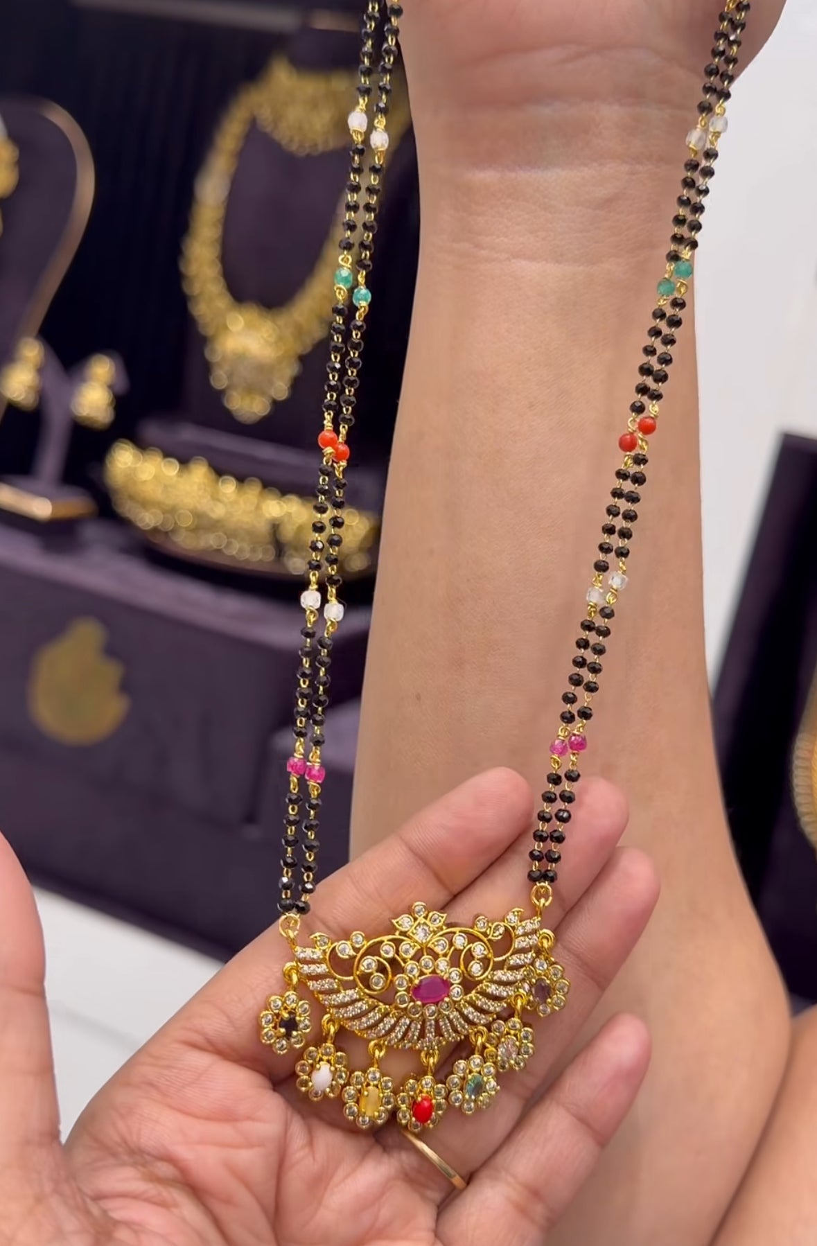 Beautiful customised navarathana style long blackbeads