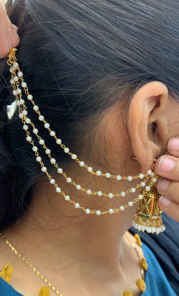 Beautiful handmade 3 line pearls champaswaralu