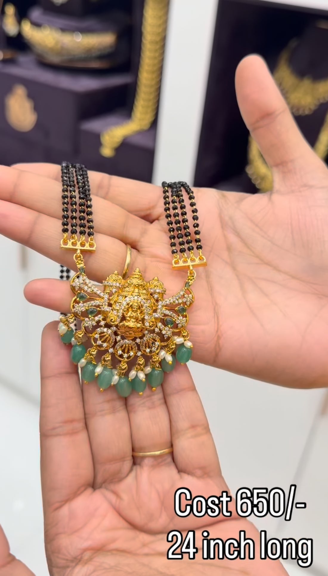 Beautiful long 24 inchs 4 lines with nakhi locket