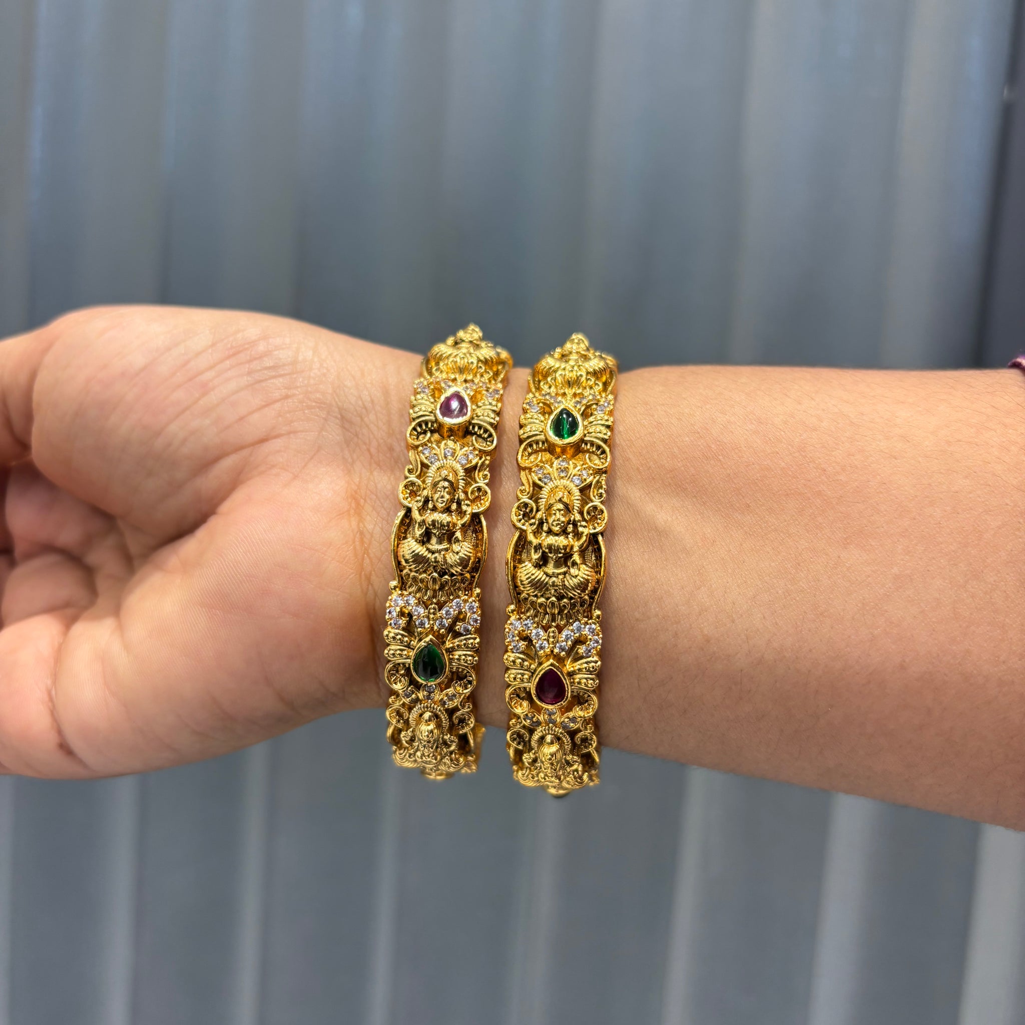 Nakshi lakshmi bangles Multi stone