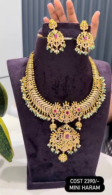 Beautiful ruby stone necklace with jilebi pattern