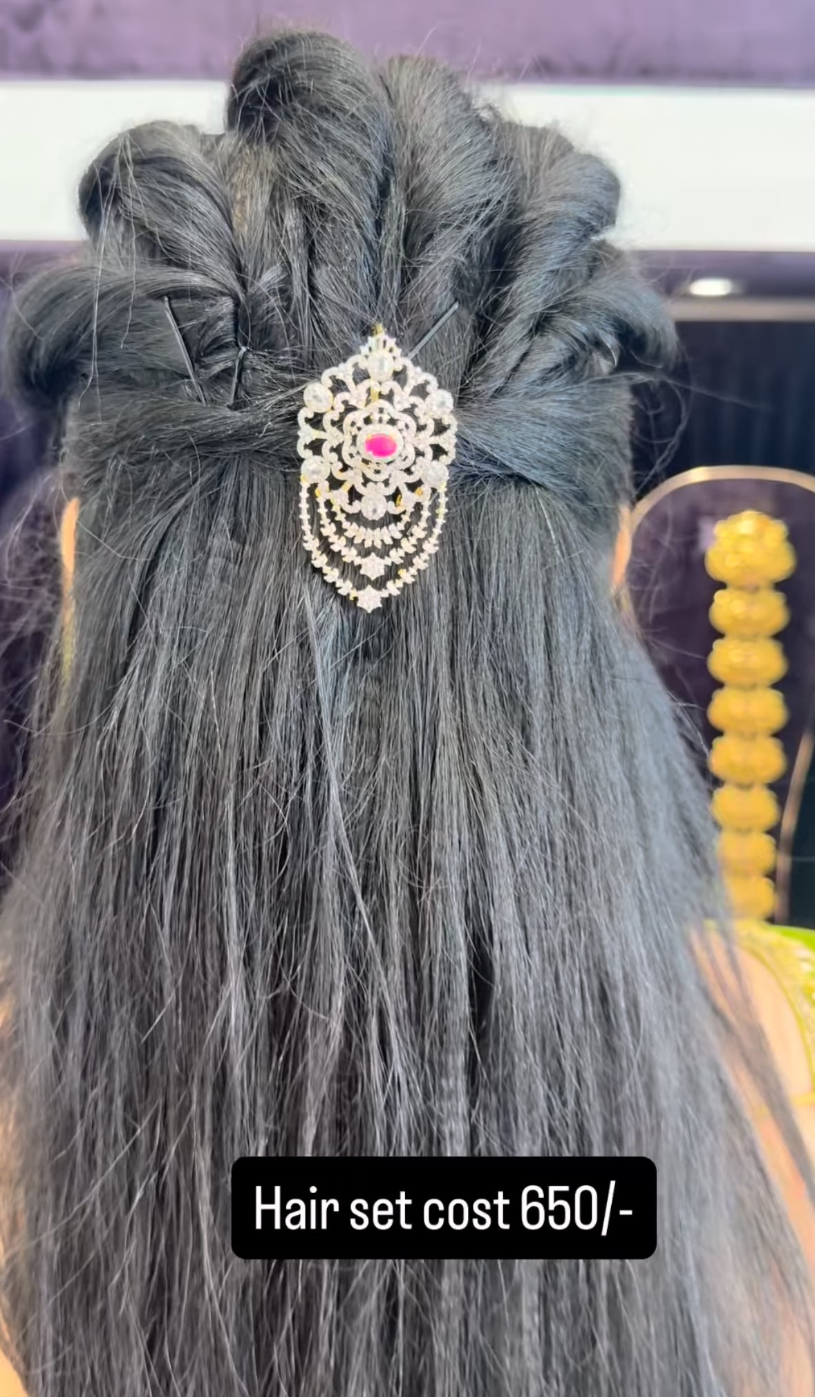 Beautiful pink GJ hair pin with back hook