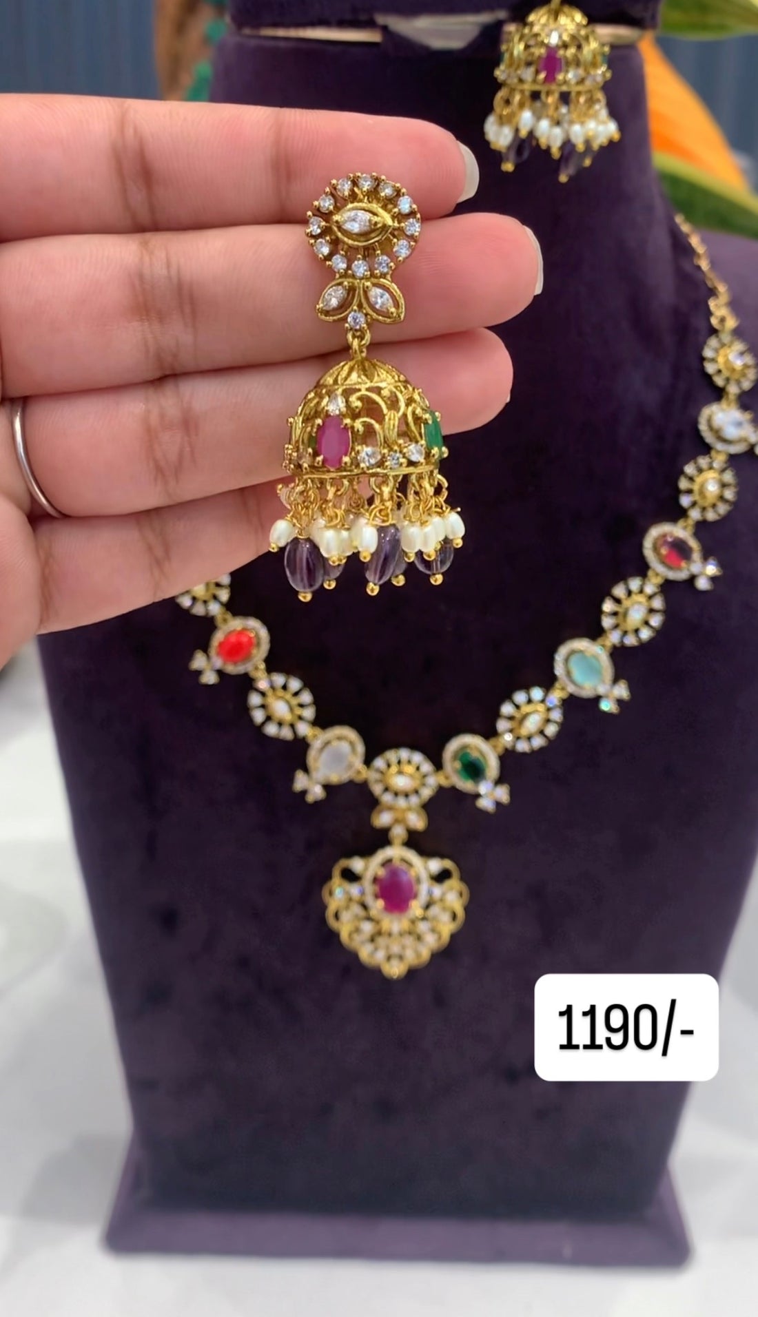 Beautiful navarathana necklace