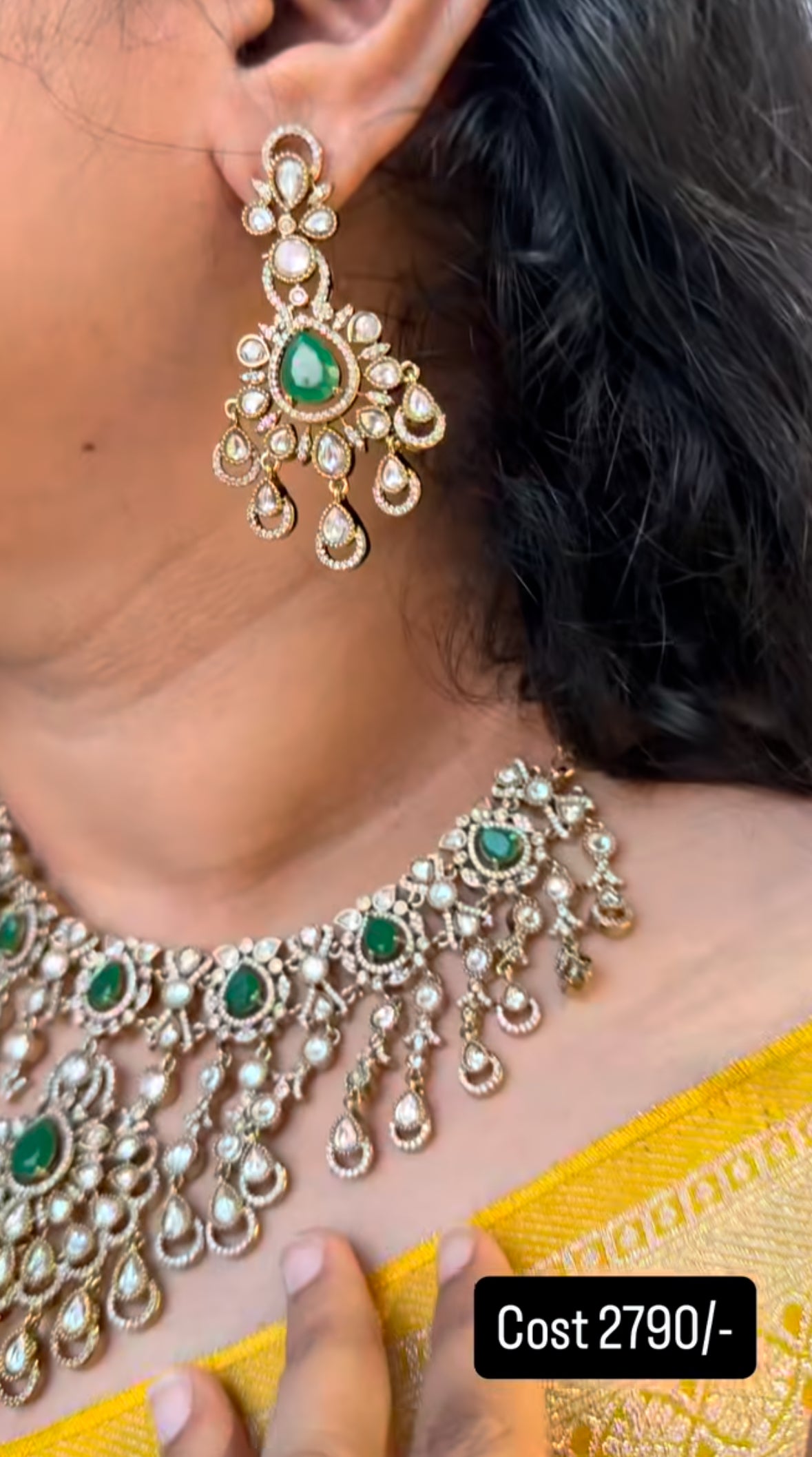 Beautiful polki style party wear necklace