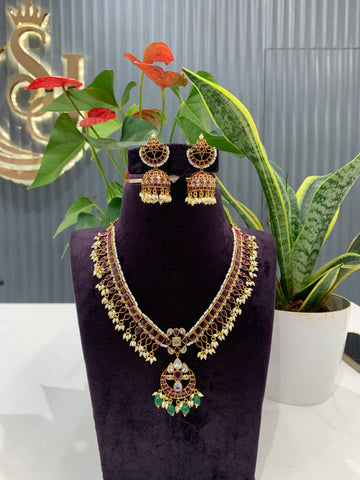 Beautiful kempu stone trending neckset