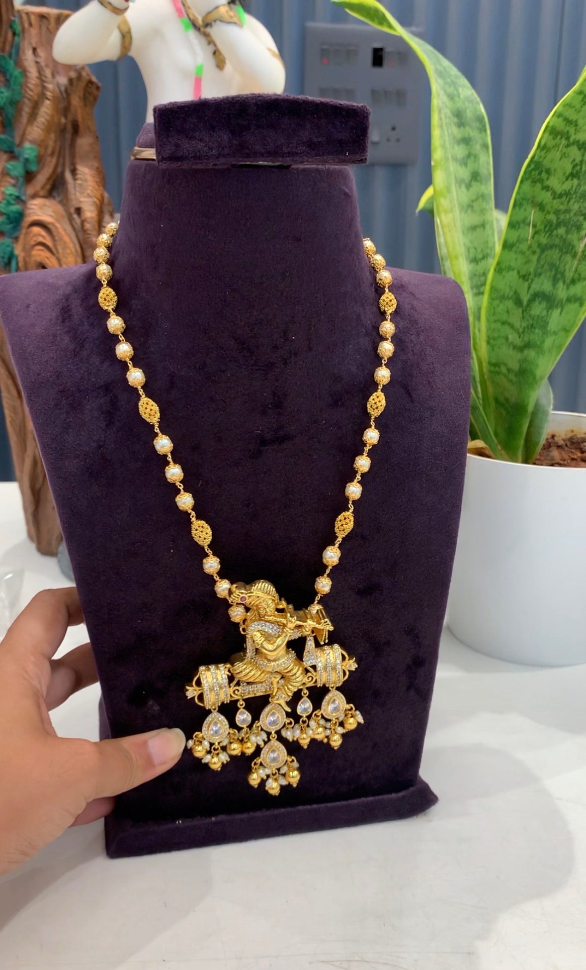 Beautiful lord krishna pendant with customised beads