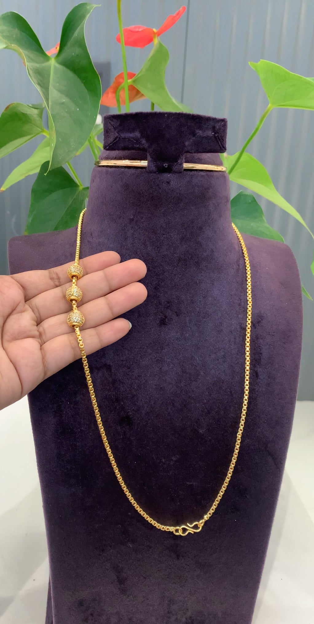 Beautiful thali chain with side CZ boll style design