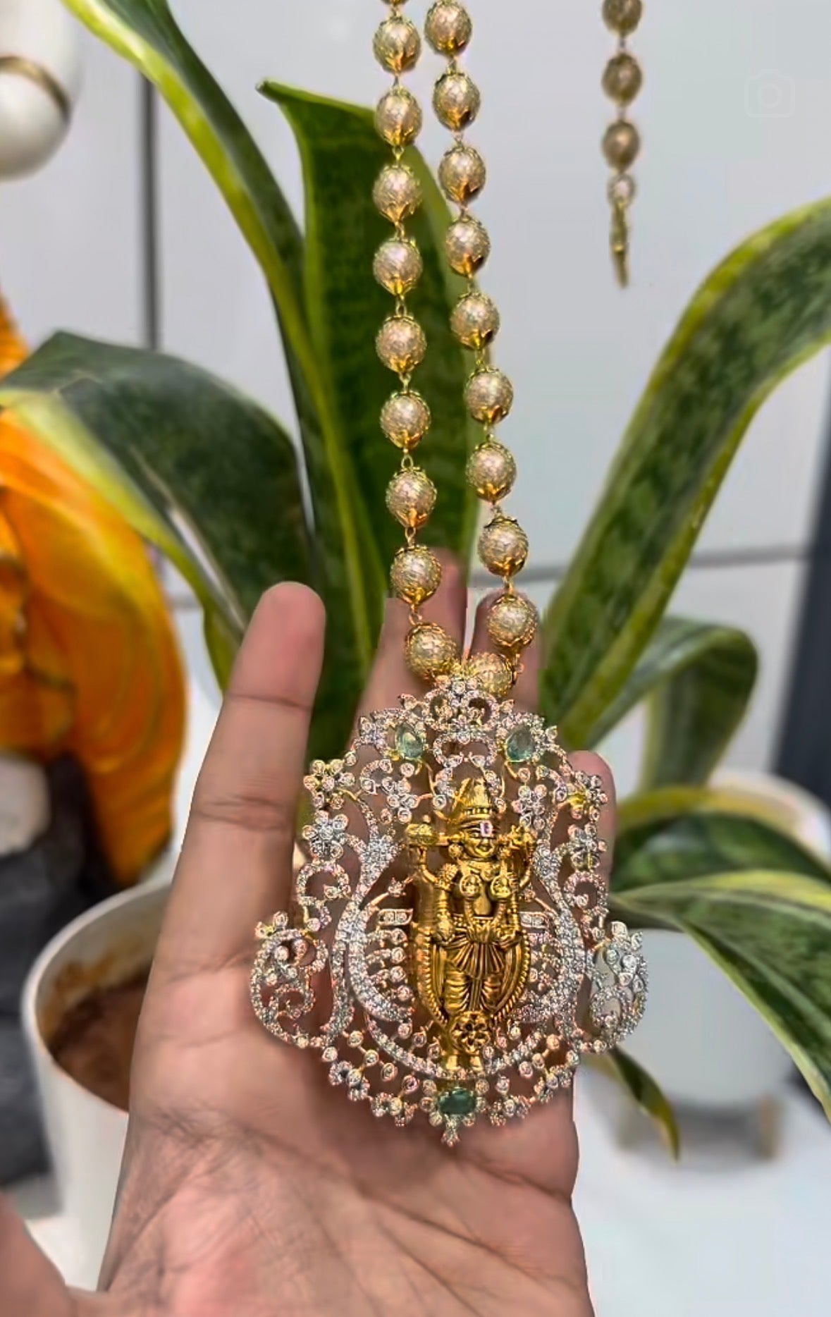 Beautiful Balaji pendant with customised handmade beads chain