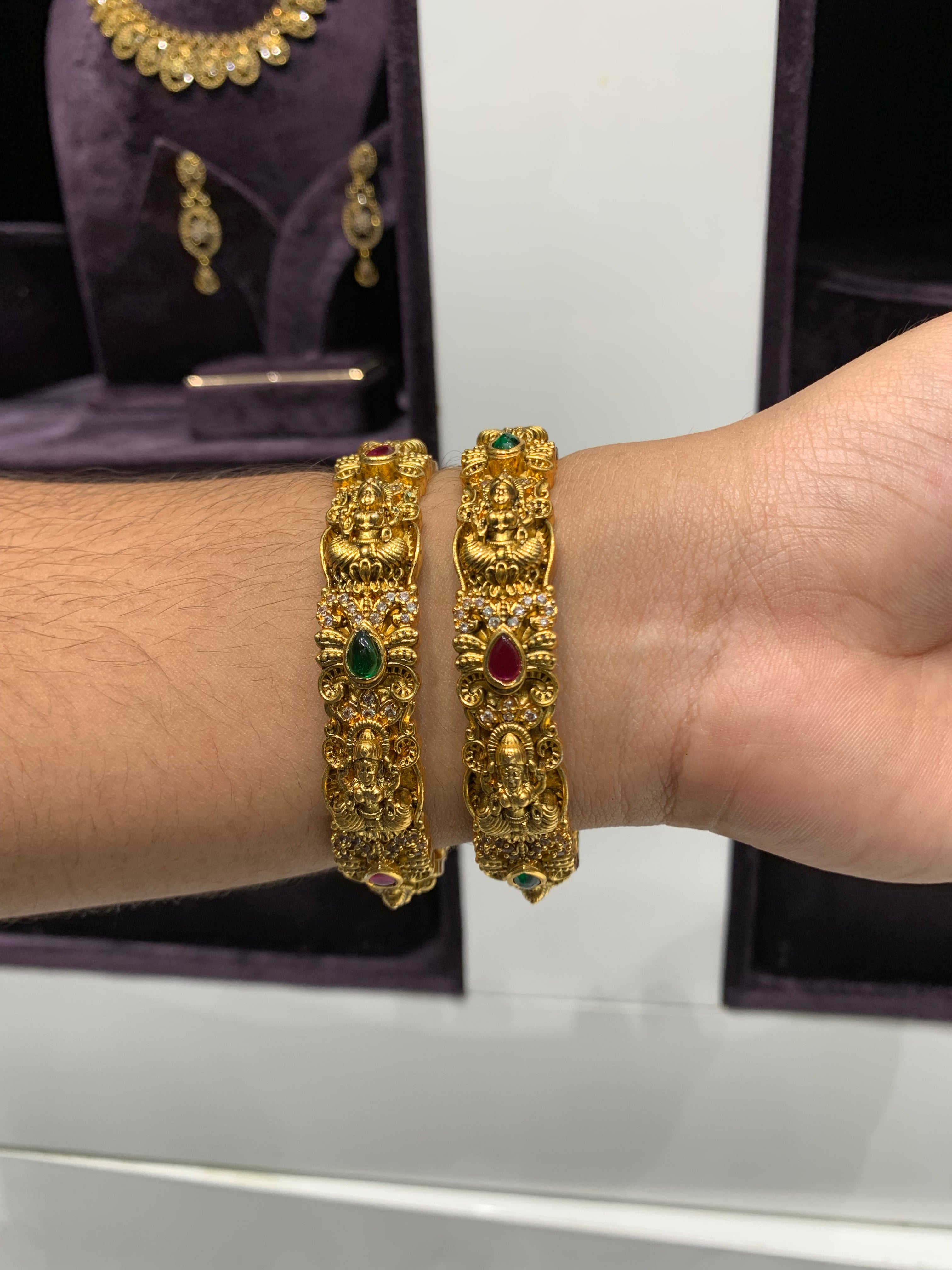 Beautiful nakshi multi stone bangles set of 2