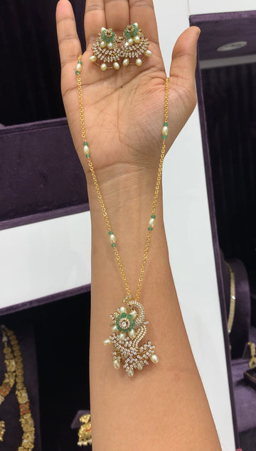 Peacock pendent set with hand made chain