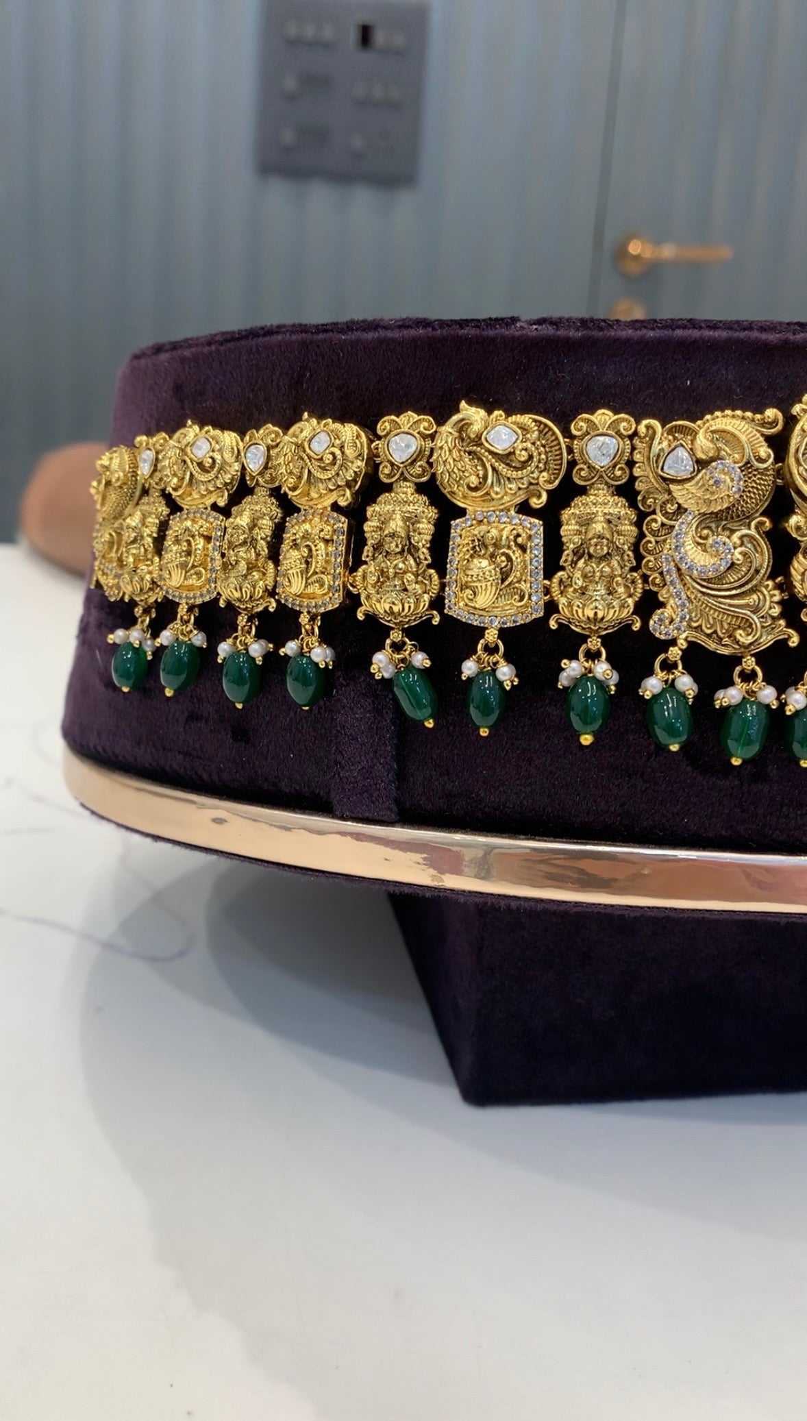 Beautiful Real Mossiante Stone Chain Hipbelt