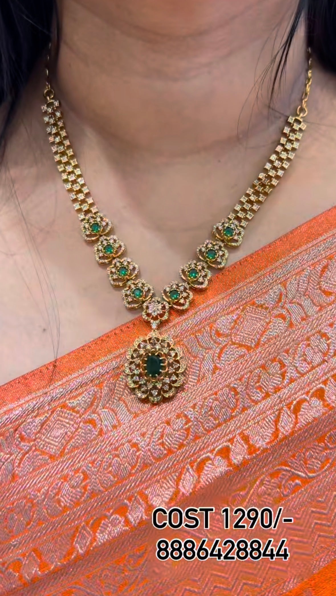 Beautiful party wear green stone necklace
