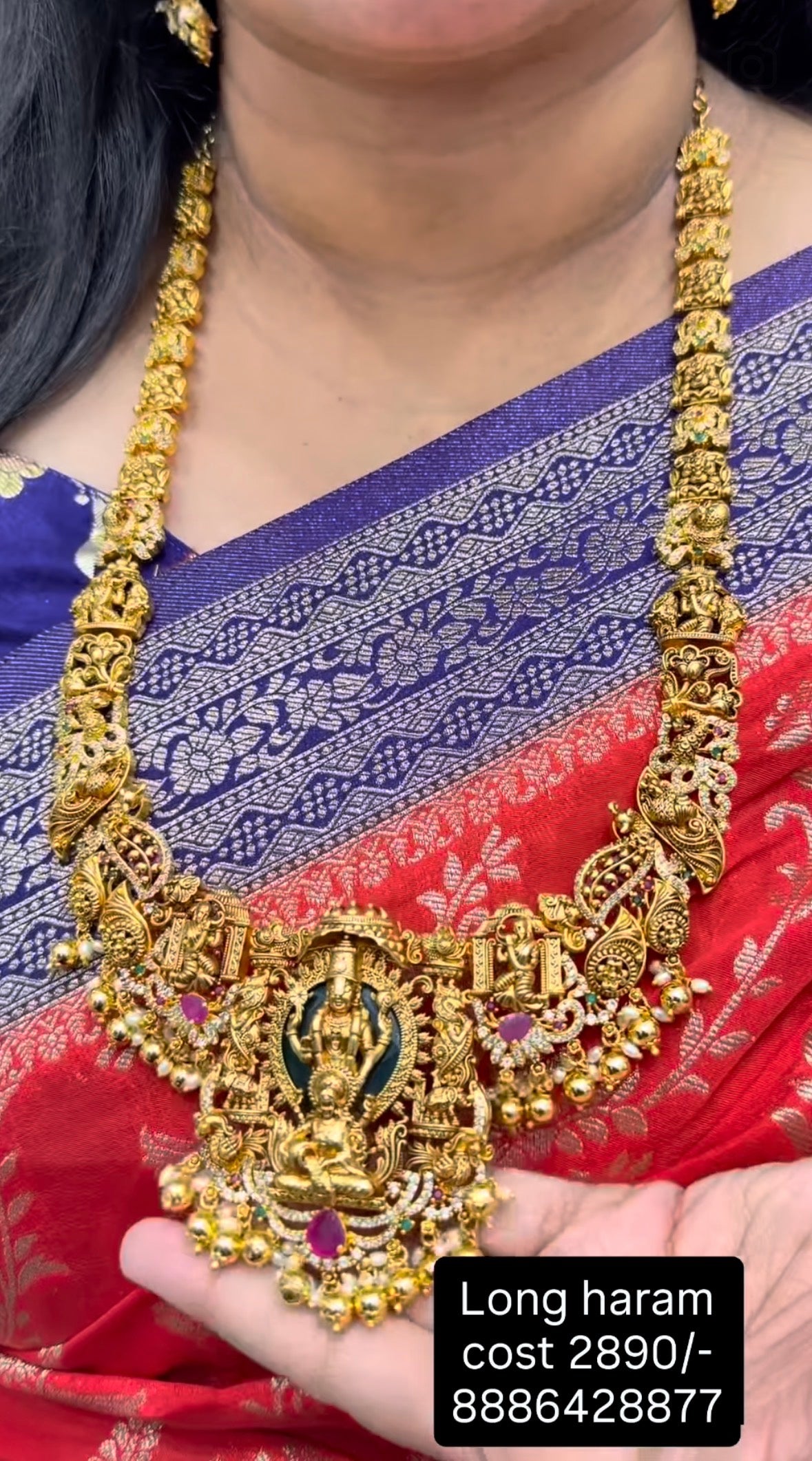 Beautiful lord balaji haram customised with gold beads