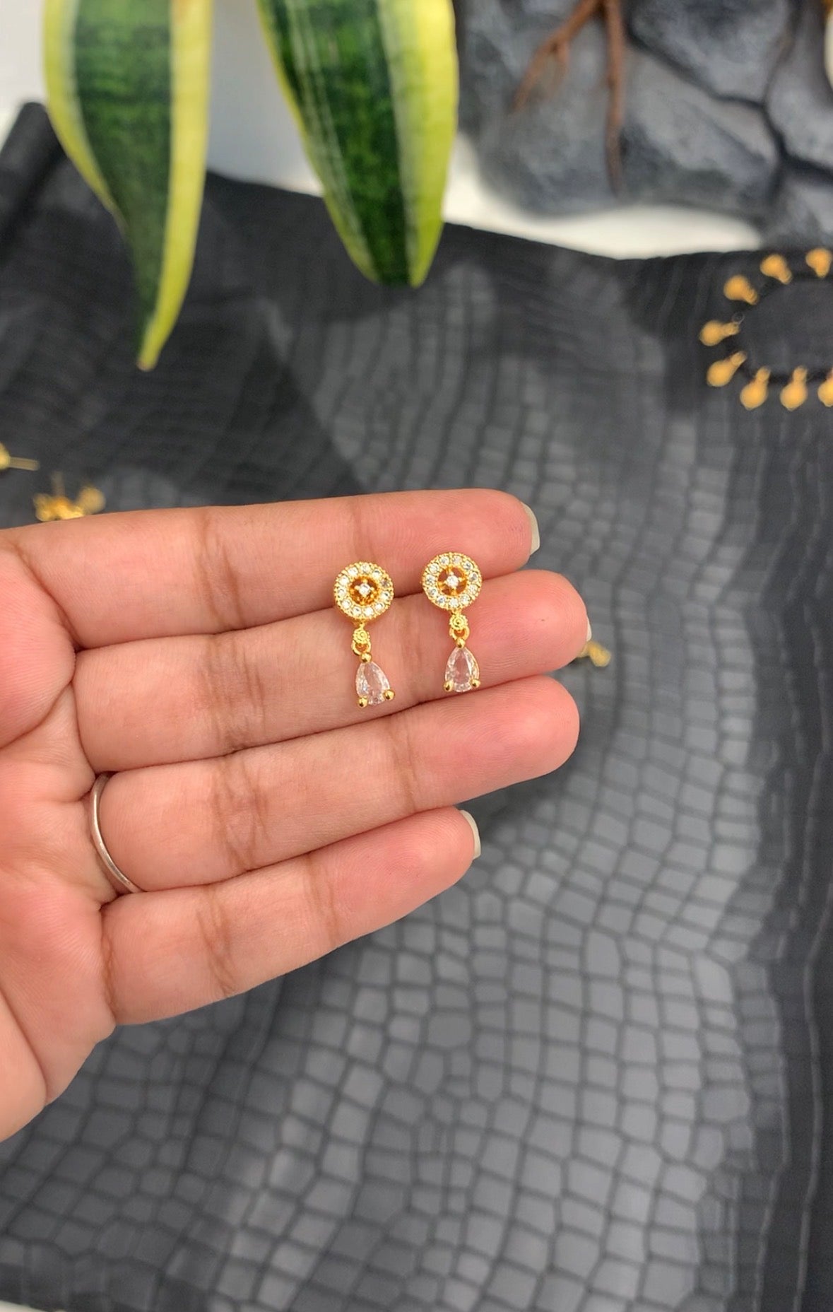 Beautiful white stone push back earrings
