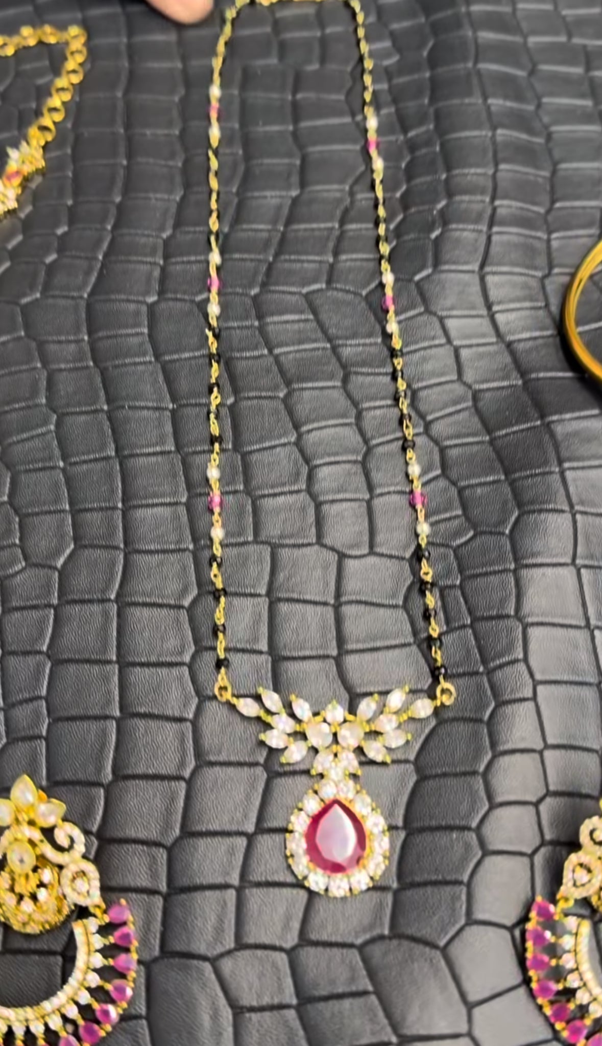 Beautiful pink combo set (offer price mentioned)(simple set +bracelet+tikka+earrings +kada+hairpins+bangles+black beads+simple neckset )