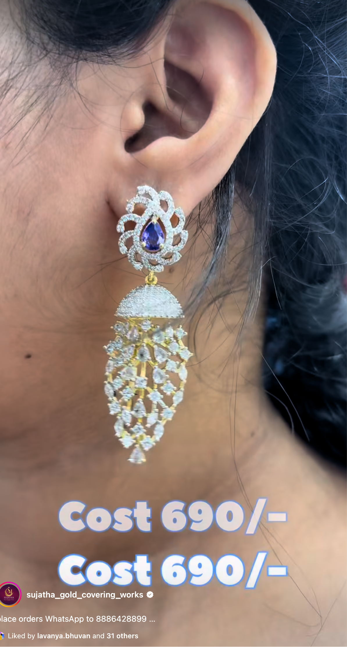 Beautiful earrings violet stone