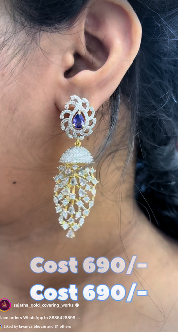 Beautiful earrings violet stone