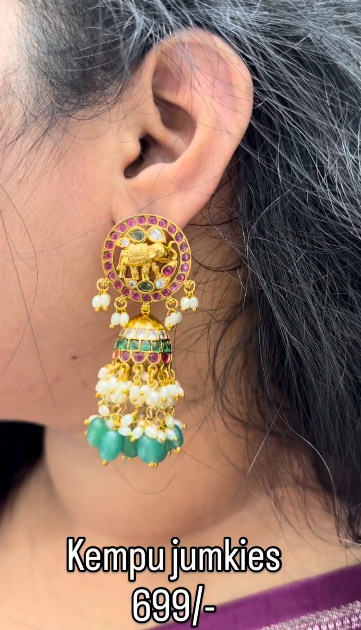 Beautiful kempu stone jumkies